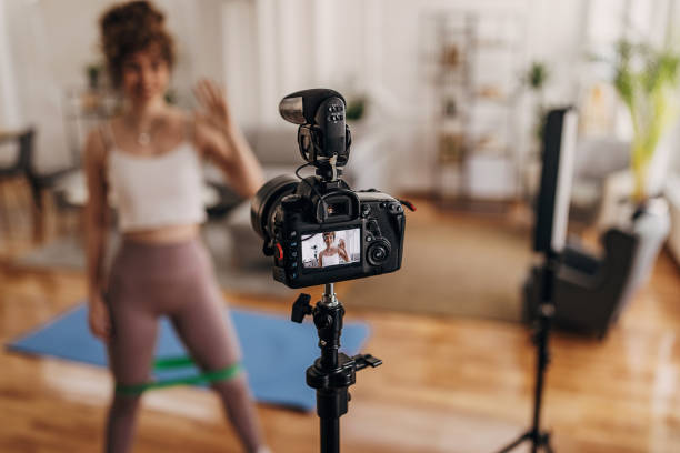 istock Fitness vlogger filming 1320948885