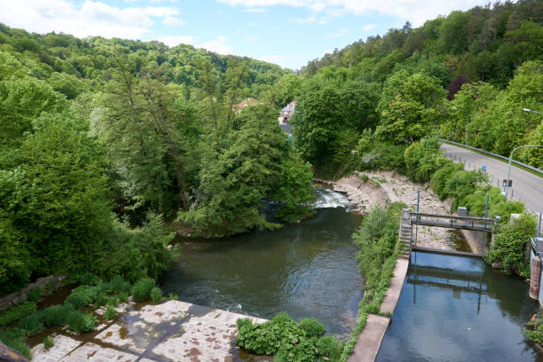 antique stone canal with a beautiful river