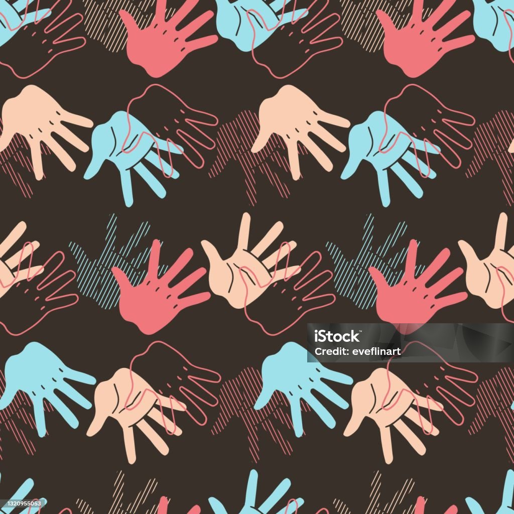 Pattern Nhand Hand And Palm Hands Vector Graphic Seamless Pattern Stock Illustration ...