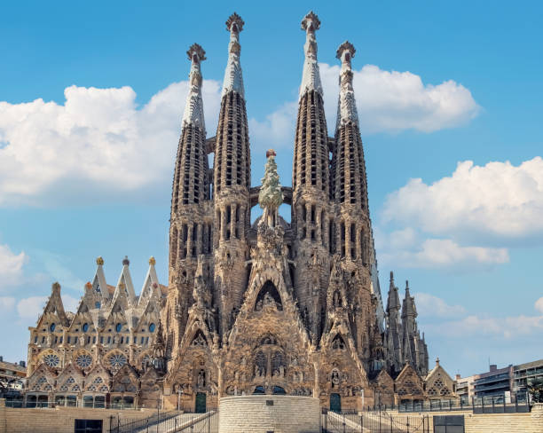 Barcelona famous monument Basilica of the Sagrada Familia in Barcelona, Spain high temple stock pictures, royalty-free photos & images
