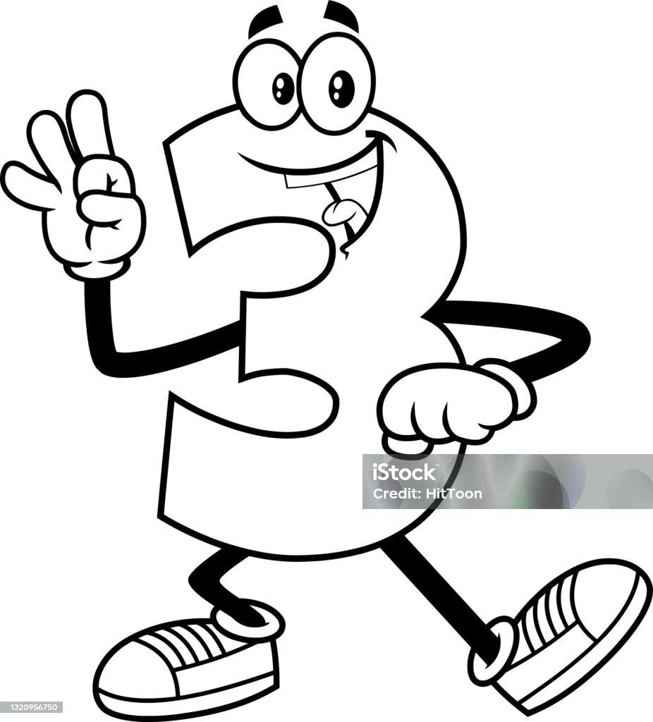 Outlined Funny Number Three 3 Cartoon Character Showing Hand Number Three  Stock Illustration - Download Image Now - iStock