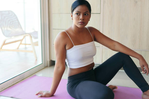 istock Tired African woman resting after workout 1320960951