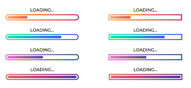Loading Bar Set On Dark Backdrop Progress Visualization Color Gradient ...