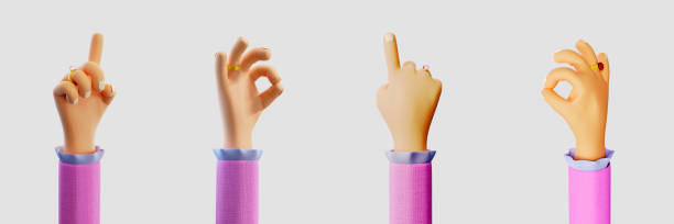 istock Set of cartoon hands gestures. 3d render illustration 1320962104