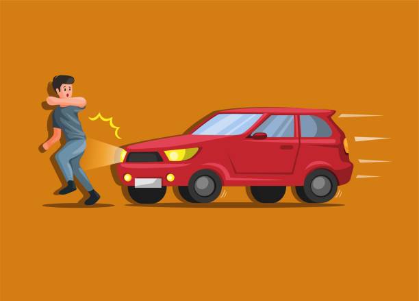 istock Car hit people, hit and run car crash and accident illustration cartoon vector 1320962864