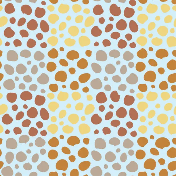 Vector illustration of Seamless pattern of spots of different shapes and colors, natural pebble mosaic and repeating square patterns for paper or textile decor