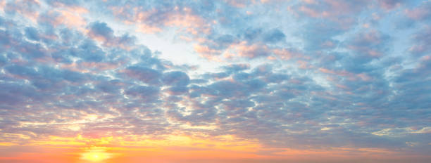 istock Panoramic view of  Sunset  Sunrise Sundown Sky with colorful clouds 1320966046