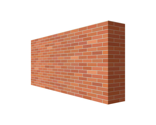 Wall perspective Brick wall in the perspective. Brick wall 3D vector  illustration isolated on white background brick wall stock illustrations