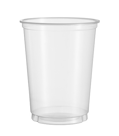 Plastic cup disposable glass (with clipping path) isolated on white background