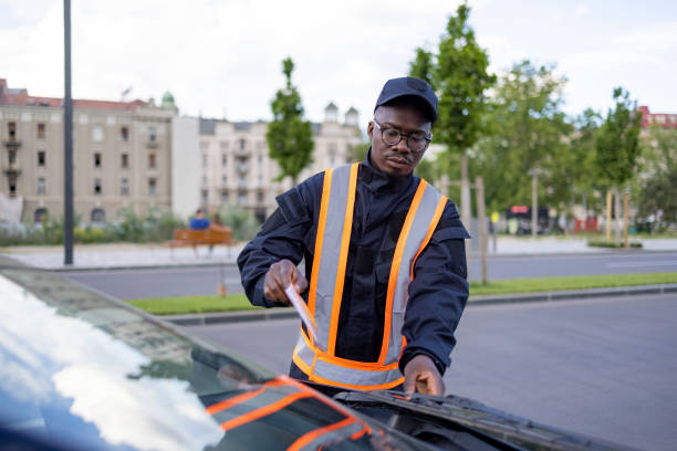 istock Young and committed African American public worker working as a parking supervisor 1320970791