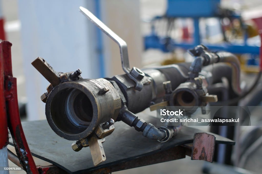 Liquefied natural gas (LNG) filling station nozzle Liquefied Natural Gas Stock Photo