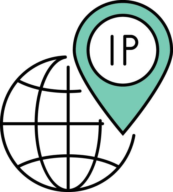 ilustrações, clipart, desenhos animados e ícones de protocolo de internet isp endereço vetor ícone design conceito, data center e símbolo de hospedagem web em fundo branco - isp