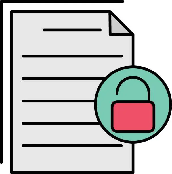 Vector illustration of OS Security File permission Concept,  Data Center and Web Hosting Symbol on White background, Rights Access Control List document Vector color Icon Design,