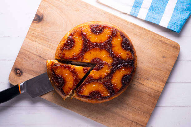 istock Inverted pineapple cake with sponge cake and caramel. 1320979117