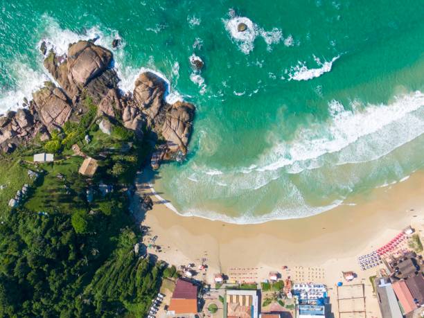 Beach sea clear water sand scenery house Joaquina Brazil Florianopolis Beach sea clear water sand scenery Joaquina Brazil Florianopolis florianópolis stock pictures, royalty-free photos & images