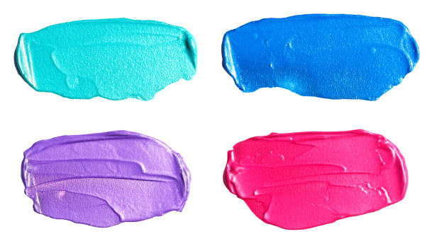 Multi-colored metallic paint make-up, brush stroke, isolated on white close up with copy space, no people, clipping path