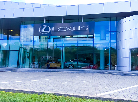 Kyiv, Ukraine - July 29, 2020: A Lexus car dealership at Kyiv, Ukraine on July 29, 2020. Lexus, the luxury division of Japanese automaker Toyota