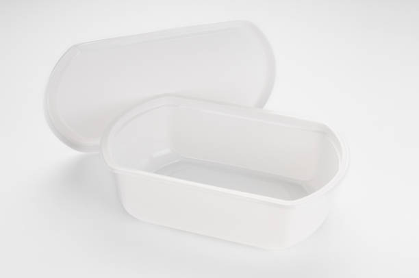 istock Disposable plastic food container close up on white background 1320987761