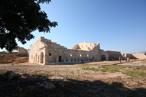 Antalya, Turkey-April 25, 2013: Distant View of Patara Ancient City Lycian Union Parliament Building Ruin.
