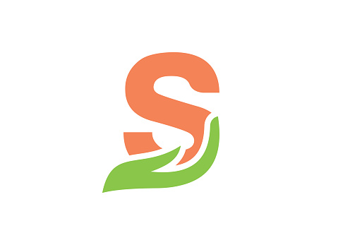 S letter logo with hand concept. S logo design vector eps