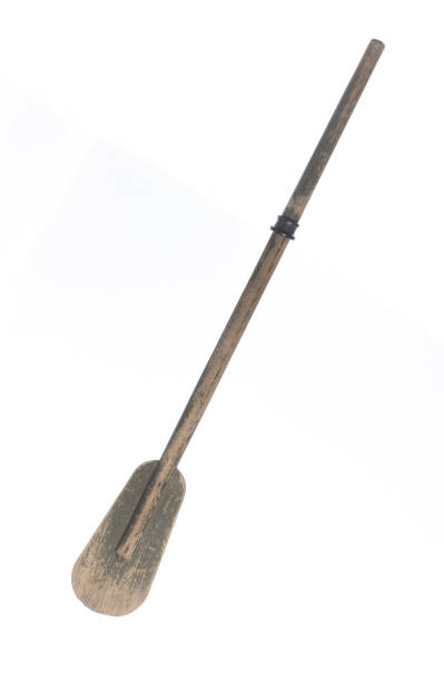 istock old wooden paddle isolated on white background 1320994043