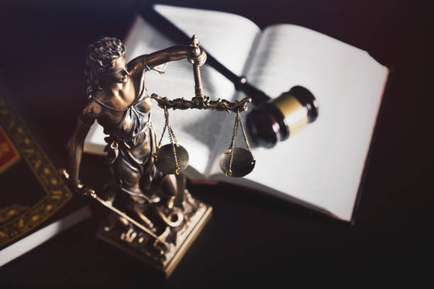 istock Lady justice. Statue of Justice in library 1320995881