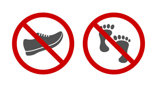 kein schuhwarnschild - barfuß stock-grafiken, -clipart, -cartoons und -symbole