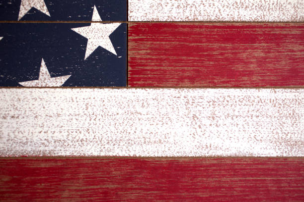 istock American Flag painted on wood. 1320998060