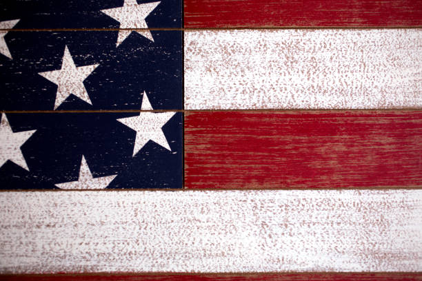 istock American Flag painted on wood. 1320998091