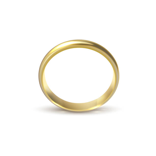 istock Realistic gold wedding ring isolated on white background symbol of love and marriage. 1321006177
