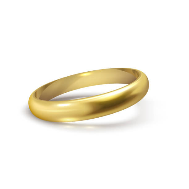istock Realistic gold wedding ring isolated on white background symbol of love and marriage. 1321006180