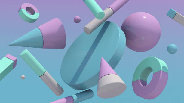 istock Glossy geometric shapes. Pastel color. Abstract illustration, 3d render. 1321006216