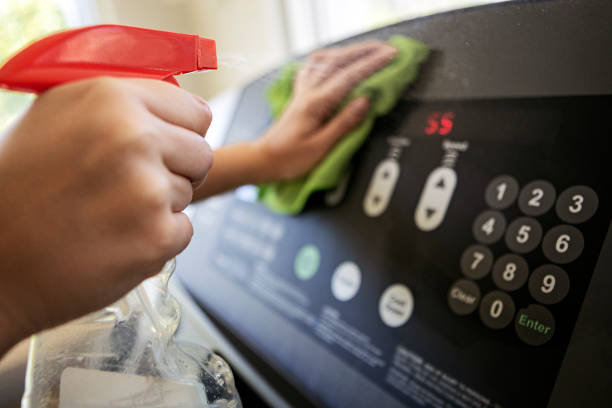 istock Disinfecting equipment in gym 1321012673