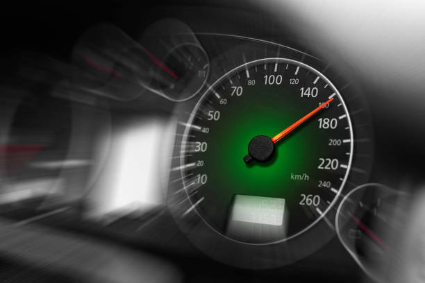 istock The speedometer of a modern car shows a high driving speed. 1321013637
