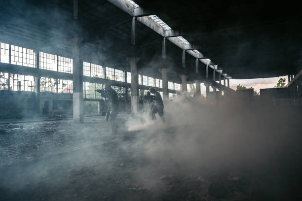 istock Soldier squad team  running at battlefield 1321016120