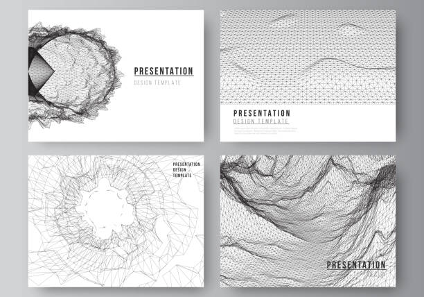 illustrations, cliparts, dessins animés et icônes de mise en page vectorielle des diapositives de présentation conception modèles métier, modèle pour brochure, couverture, rapport d’entreprise. arrière-plans numériques 3d abstraits pour la conception de concept technologique minimal futuriste. - trame points
