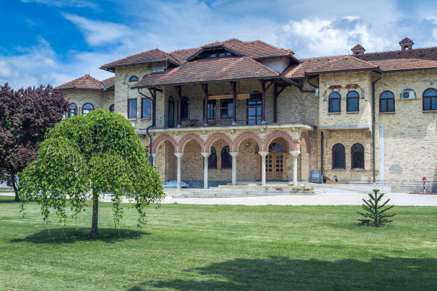 istock Serbian Orthodox Monastery with cloudy sky. Big Orthodox Monastery in Serbia. 1321019684