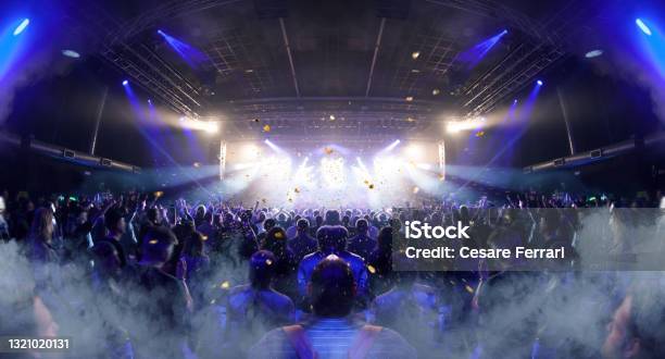 Concert Crowd Venue Stock Photo - Download Image Now - Performance, Stage - Performance Space, Popular Music Concert