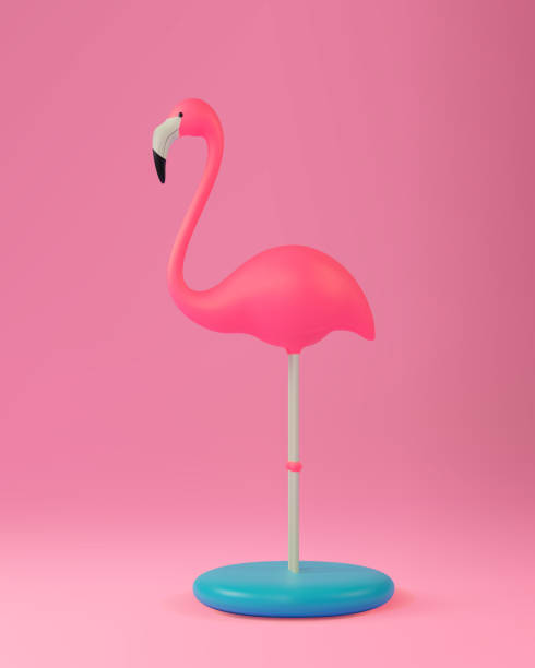 Beauty pink flamingo. Figurine. 3D illustration. Vector Beauty pink flamingo. Figurine. 3D vector illustration. garden feature stock illustrations