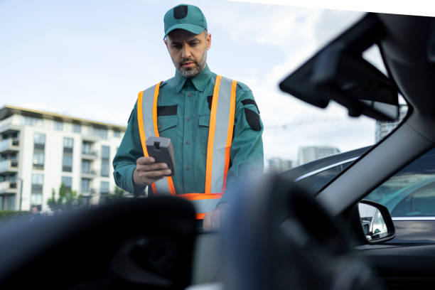 istock Committed Caucasian male public worker working as a parking supervisor 1321021823