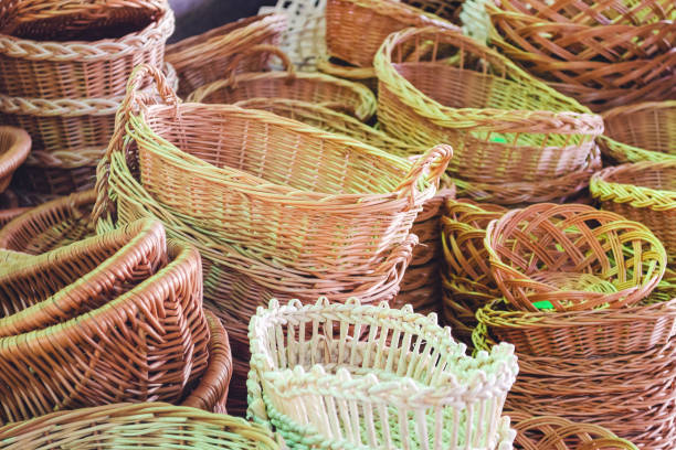 istock Handmade wicker baskets for sale in the market 1321022861