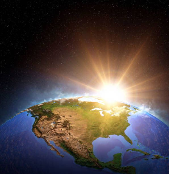 istock North America from space, sun shining on the horizon 1321023099
