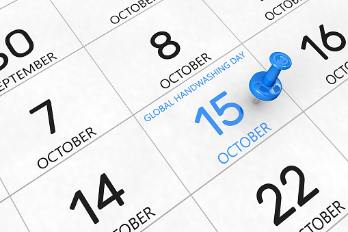 3d rendering of important days concept. October 15th. Day 15 of month. Blue date and \