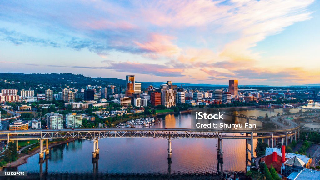 Sunrise at Portland, Oregon Portland - Oregon Stock Photo