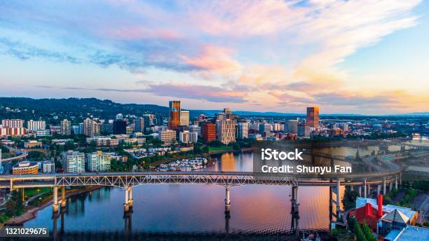 Sunrise At Portland Oregon Stock Photo - Download Image Now - Portland - Oregon, Oregon - US State, Urban Skyline