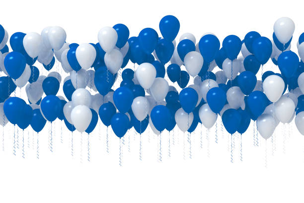 istock Dark blue and white party balloons 1321030563