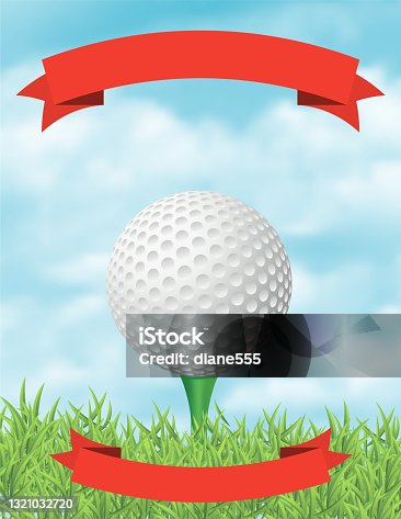 istock Golf Tournament Invitation Flyer Template With Grass And Ball 1321032720