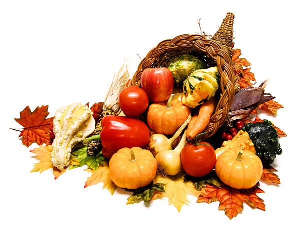 1,400+ Fall Arrangement Of Fruits And Vegetables In A Cornucopia Stock ...