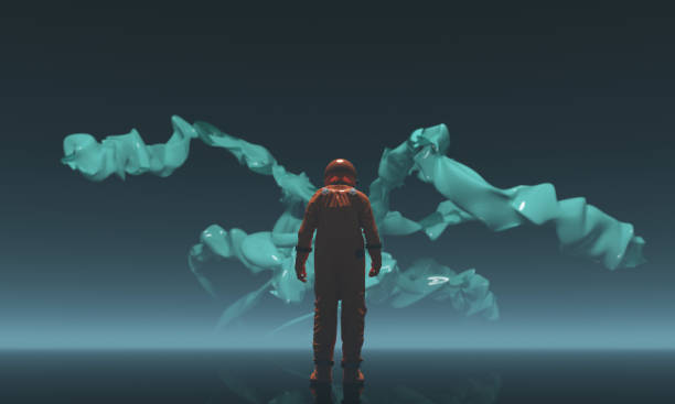 istock Scientist facing a strange kind of lifeform 1321034256