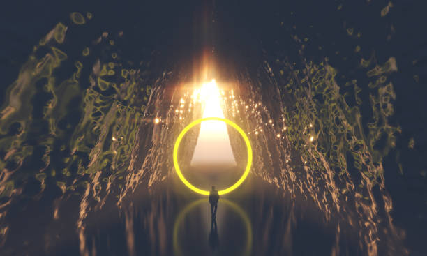 Businessman finding mistery golden ring